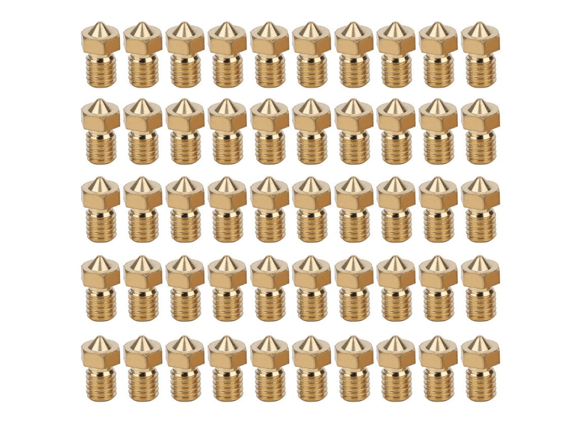 Bico De Cobre Rosca M6 Para Impressora 3d Acessório V6 1.75mm Precisão 50pcs 12.5x7.5mm