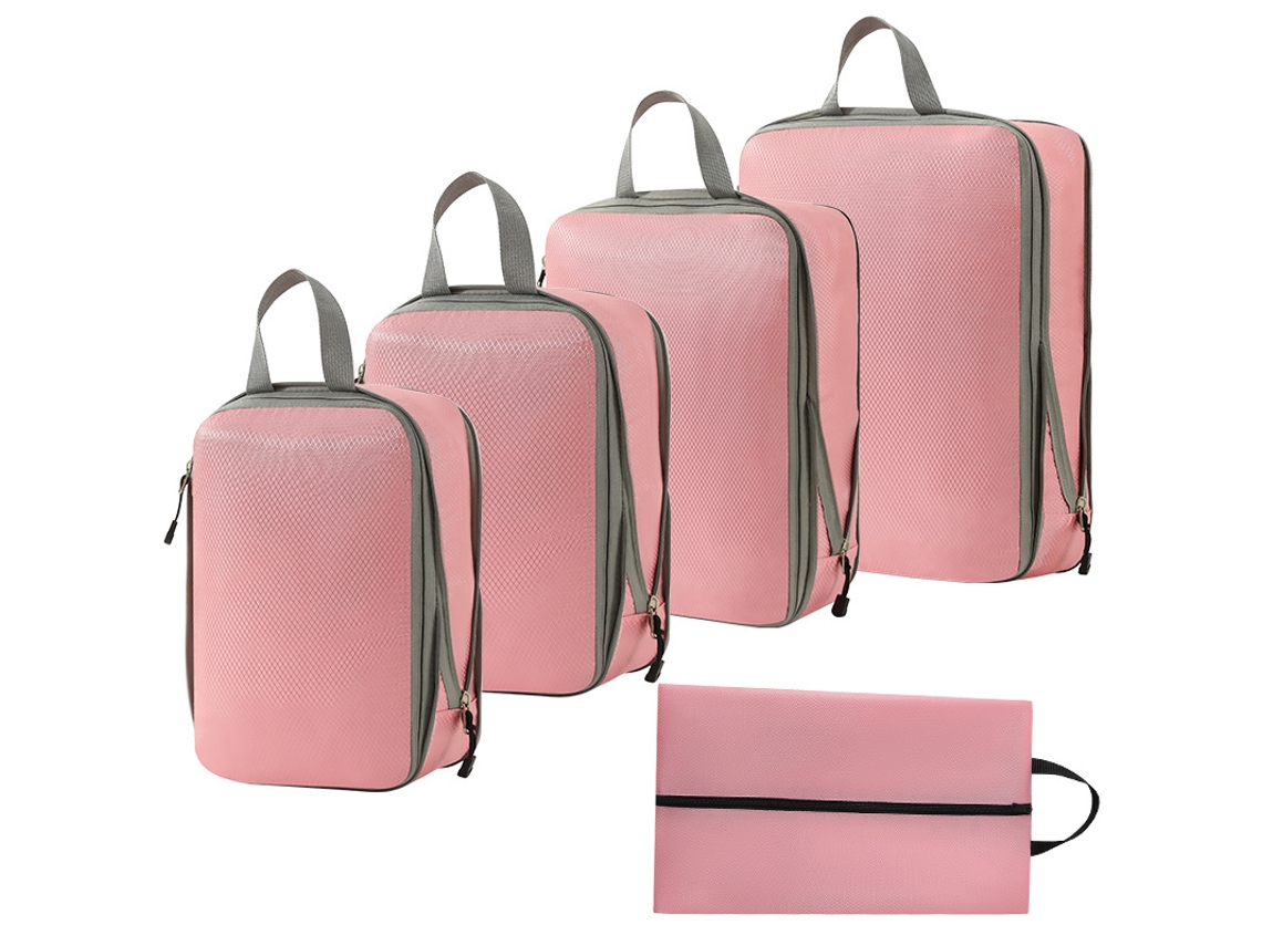 Bolsa de almacenamiento de compresión, juego de 5 piezas, bolsa de viaje ligera, color rosa Siurn
