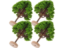 Juego De 4 Árboles Miniatura Para Paisaje, 45 Cm, Decoración De Plástico Verde Macizo.