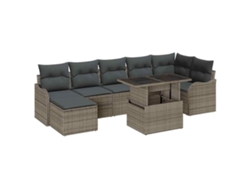 Maison Exclusive - Conjunto De Sofá De Jardín 8 Pcs Gris Rattan De Poliéster