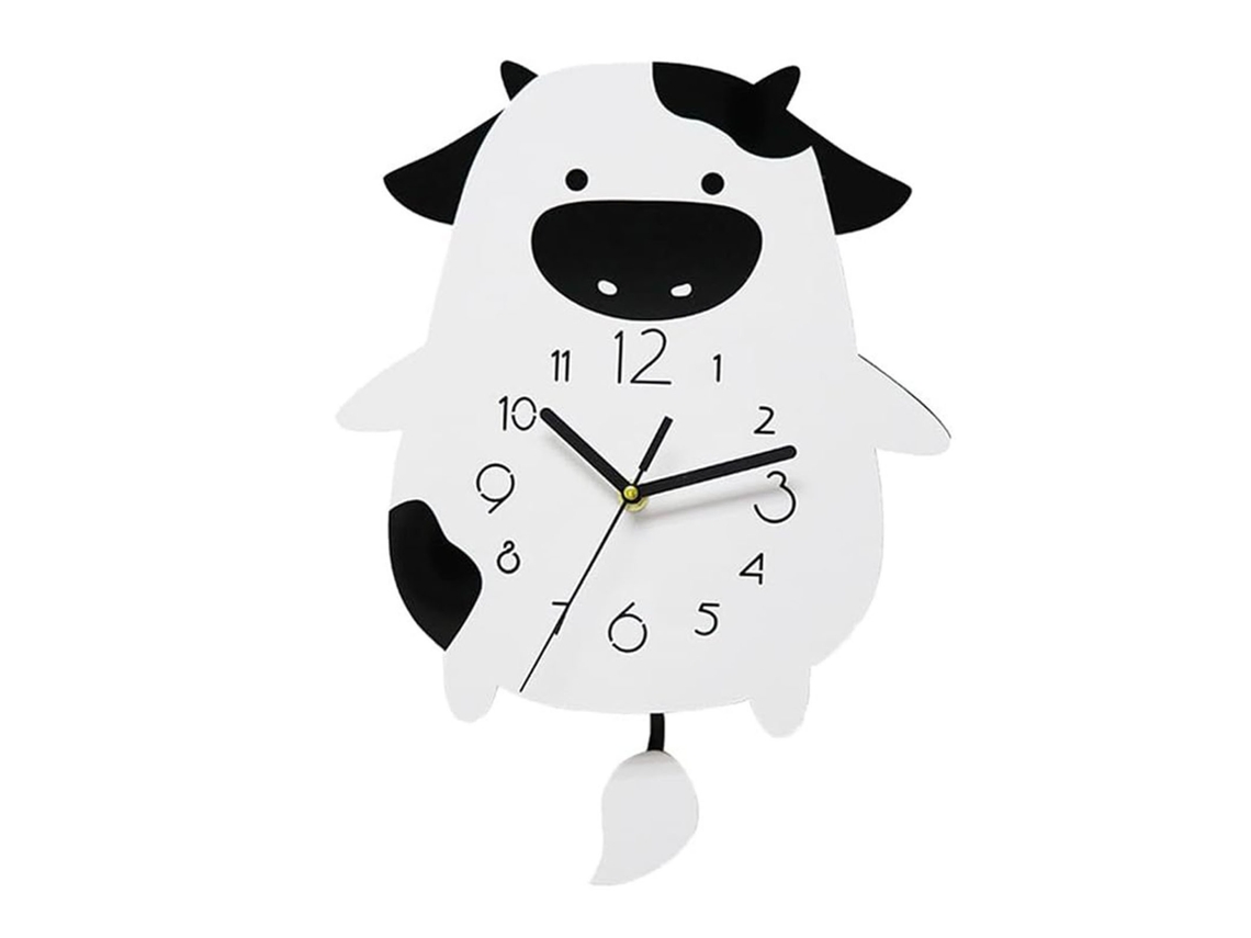 Reloj De Pared Acrílico Con Forma De Vaca De Dibujos Animados, Con Mecanismo Silencioso, Columpio Decorativo Para Cocina, Sala De Estar O Estudio.