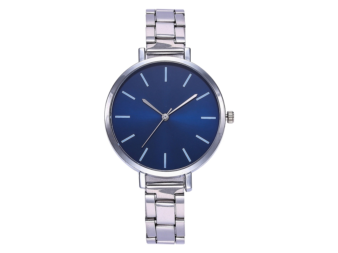 Reloj De Pulsera Unisex De Moda Casual Quarzo Con Correa De Acero Azul Real