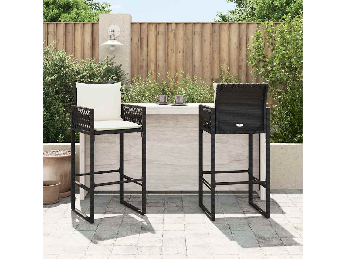 Maison Exclusive - Taburetes De Cocina Con Cojines 2 Uds Ratán Sintético Negro