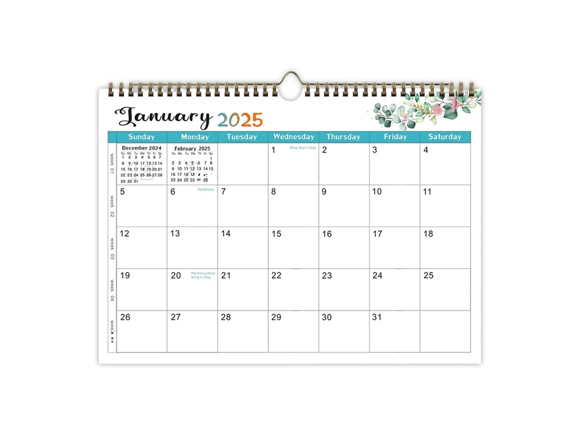 Calendario de pared 2025-2026, calendario mensual de 18 meses de enero de 2025 a junio de 2026 con fechas de Juliana Truyuety