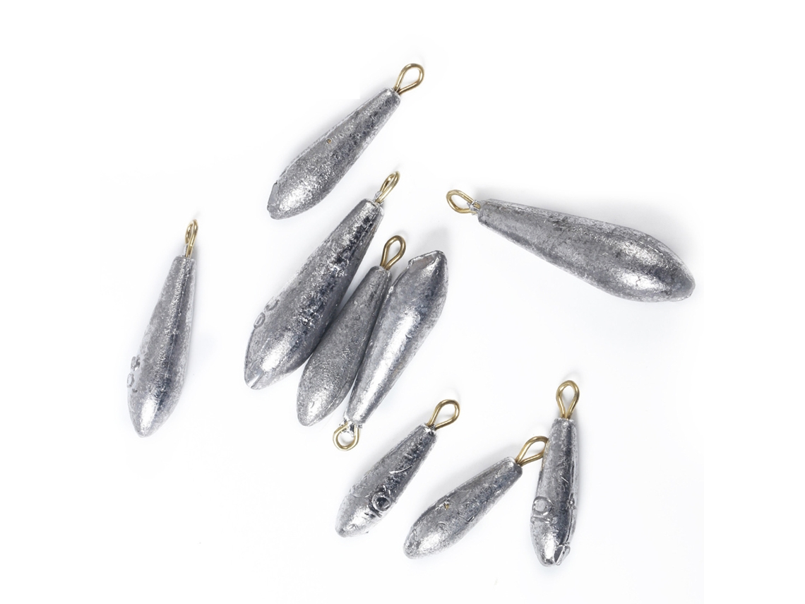 24 Plomos De Pesca Con Forma De Gota Y Anillo De Acero Inoxidable Para Pesca De Fondo Y En El Mar.