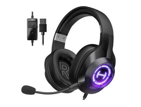 Auriculares Gaming para Pc Ps4 Usb Auriculares para Juegos con Cable con Sonido Envolvente 7.1 Micrófono con Cancelación de Ruido y Luz BISBISOUS