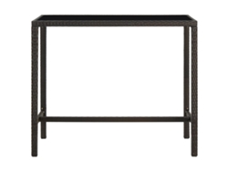 Mesa de Bar para Jardín 130x60x110 cm Cristal y Patas de Mimbre Marrón MAISON EXCLUSIVE