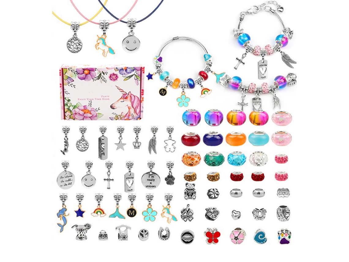Set De Pulseras Diy De 66 Piezas Con Cuentas De Vidrio Y Aleación Esmaltada. Regalo Educativo Para Niños.