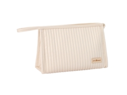 Neceser de viaje para mujer con cremallera y asa, color blanco (24,5 x 18 x 5 cm)