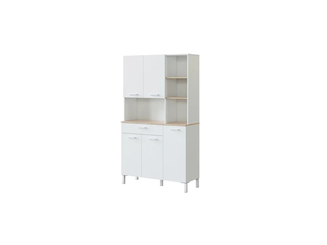 Alacena de cocina 5 puertas Blanco Artik (Blanco Mate) - Roble Canadian 108 x 186 x 40 cm