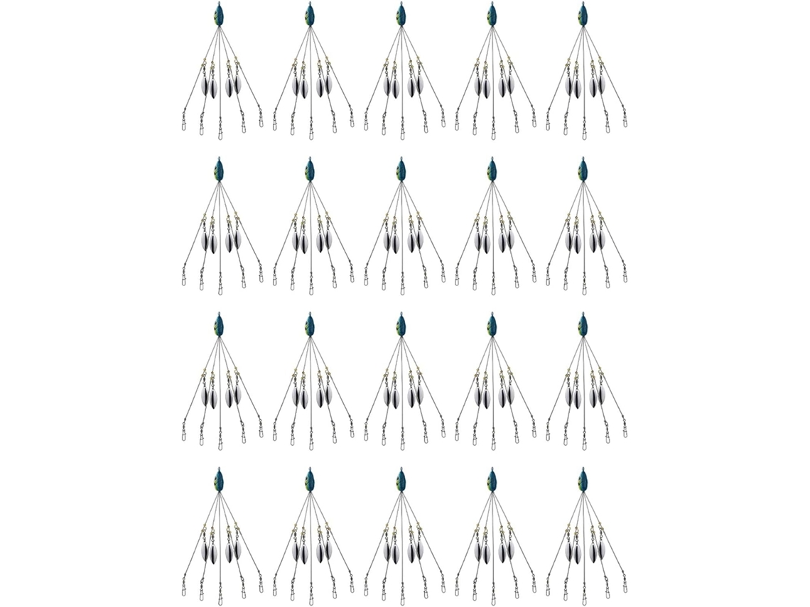 20 Paraguas Para Lubina Rayada, Kit De Señuelos De Pesca, Azul