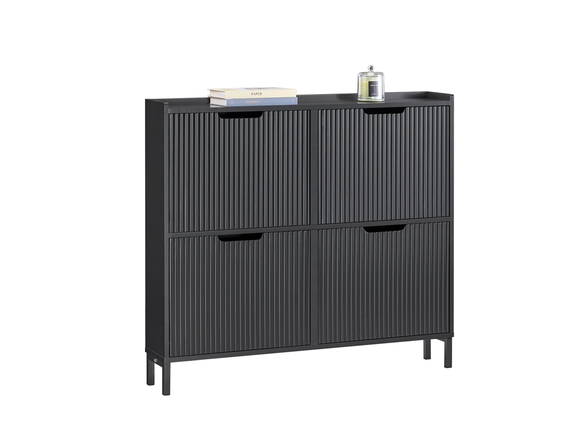 Sobuy Fsr177-l-sch Organizador Para Zapatos Con 4 Solapas Negro 100 X 19 X 91 Cm