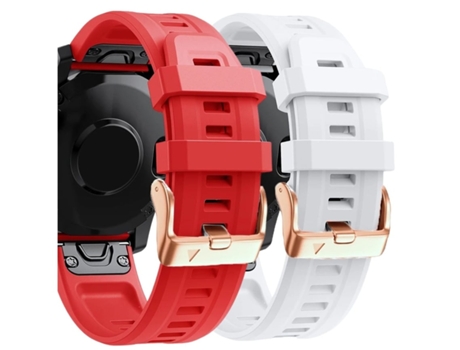Correa Silicona Cierre Metálico para Garmin Fenix 6S Roja y Blanca Pack 2X VEANXIN
