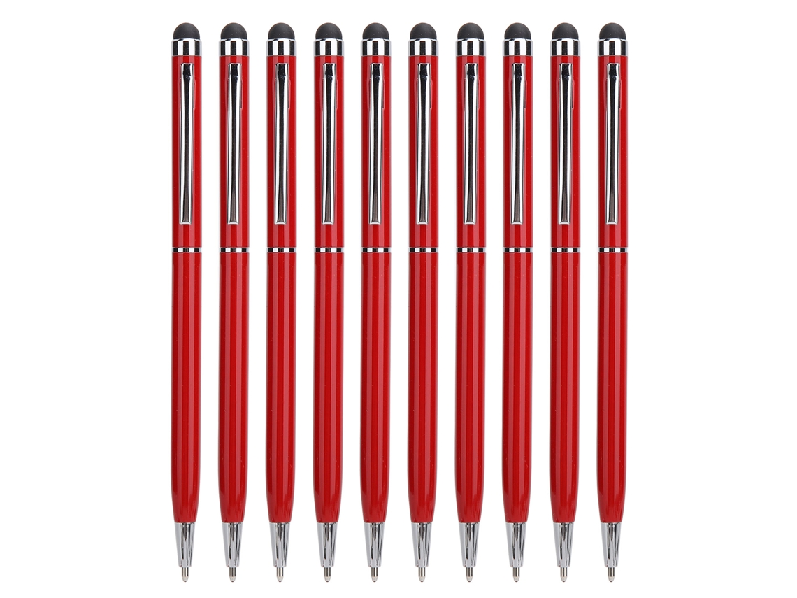 10 Unidades De Accesorios De Bolígrafo Metálico Con Pantalla Capacitiva 2 En 1 - Rojo