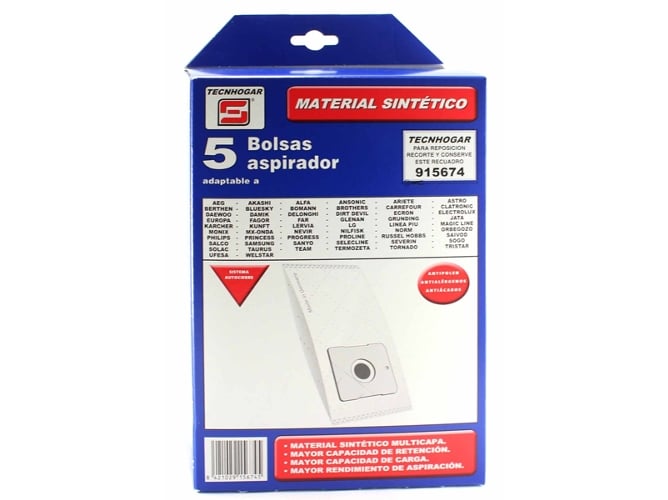 Bolsa de Aspirador TECNHOGAR 915649 (5 uds)