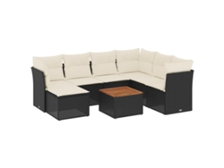Maison Exclusive - Set De Sofás De Jardín 8 Piezas Y Cojines Ratán Sintético Negro