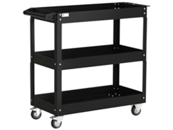 Carro Herramientas 3 Niveles 4 Ruedas Acero Negro 83x35x76