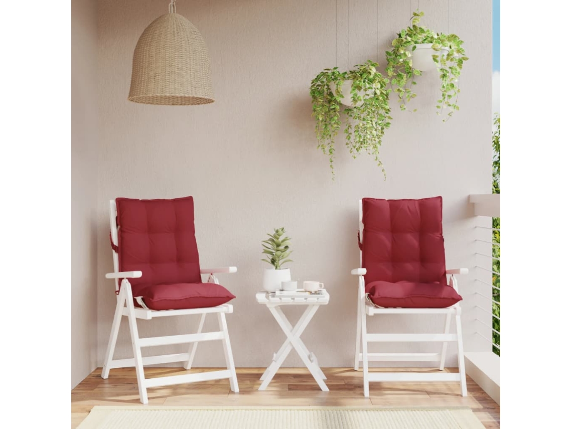 Cojines para silla con respaldo bajo, 2 unidades, Oxford, teñido en rojo, DKD, decoración del hogar