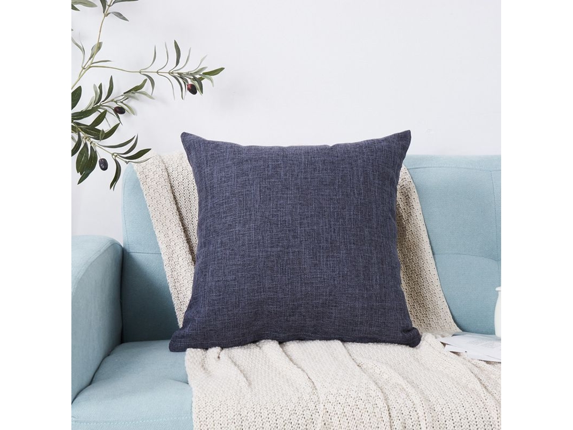 2026-40898-fundas De Almohadas Decorativas De Lino 2 Unidades 45x45 Cm Azul Oscuro Para Sofá Sala De Estar