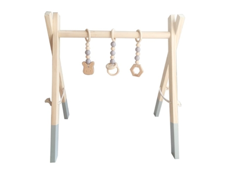 Juego de Gimnasia de Madera, Marco Sensorial, Juguete Con Anillo Para Bebé Gris