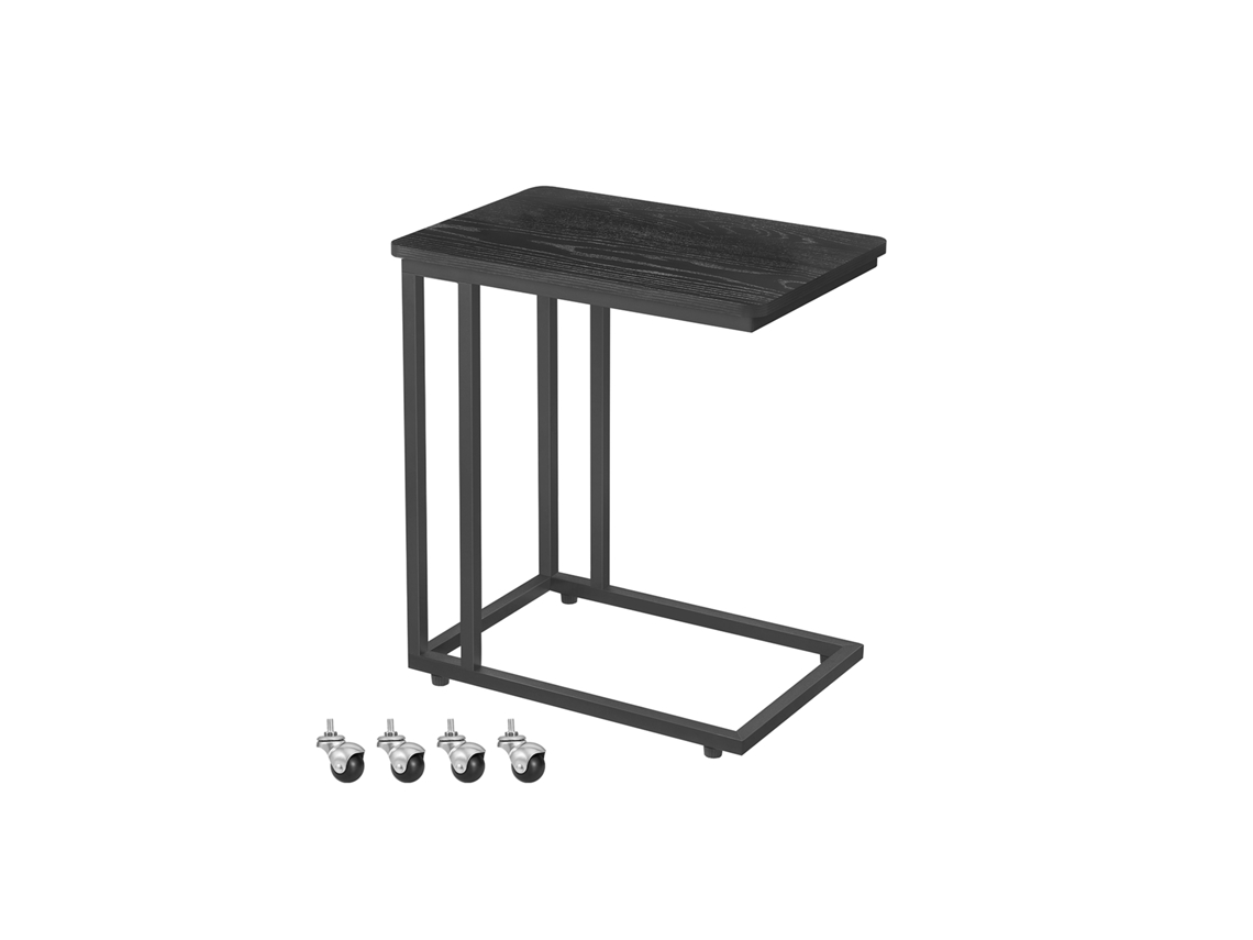 Mesa Auxiliar Rodante En C Con Ruedas Y Patas 50x35 Cm - Negro