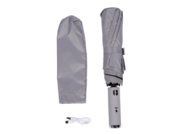 Paraguas Con Ventilador Plegable Automático, 10 Huesos, Mosquitera Negra Para Sol Y Lluvia, Gris