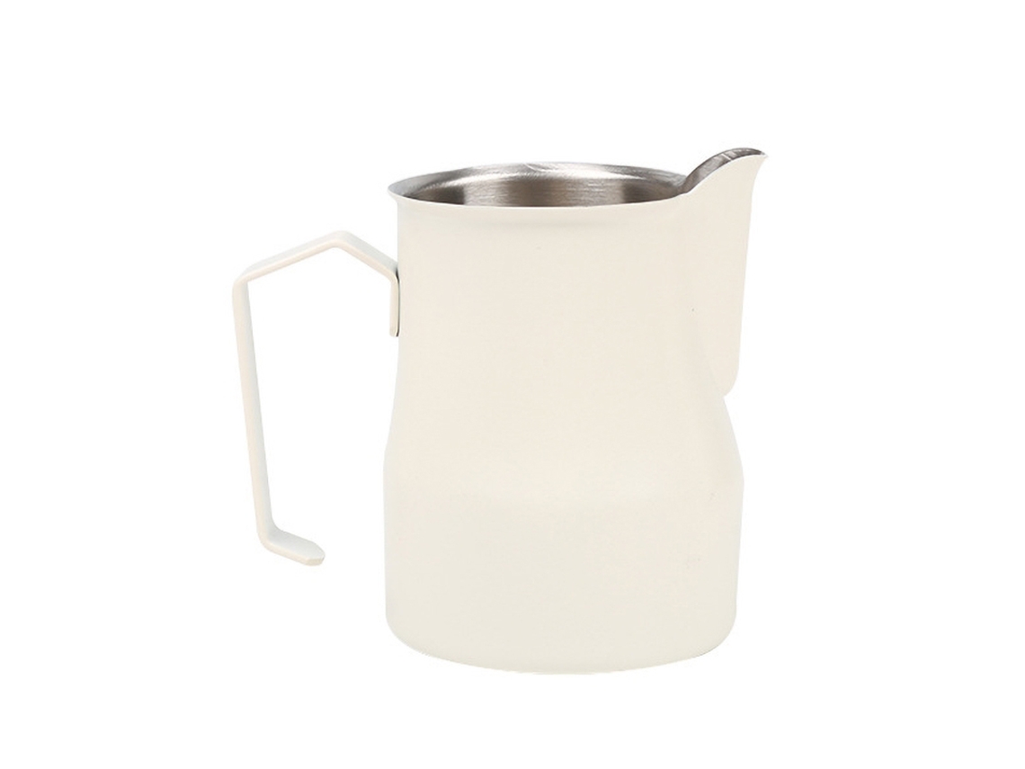 Espumador de leche de acero inoxidable de 350 ml con asa, ideal para el hogar, cafeterías, etc., color plateado. Sfushos (354 ml)