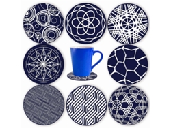 Juego De 8 Posavasos De Silicona Azul, 10 Cm, Antideslizantes Para Tazas De Café, Té, Cerveza Y Vino.