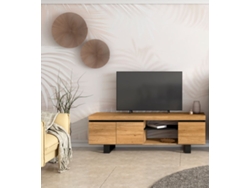 Mueble Tv Con Patas Natural Color Roble Y Negro, 160x40x53cm