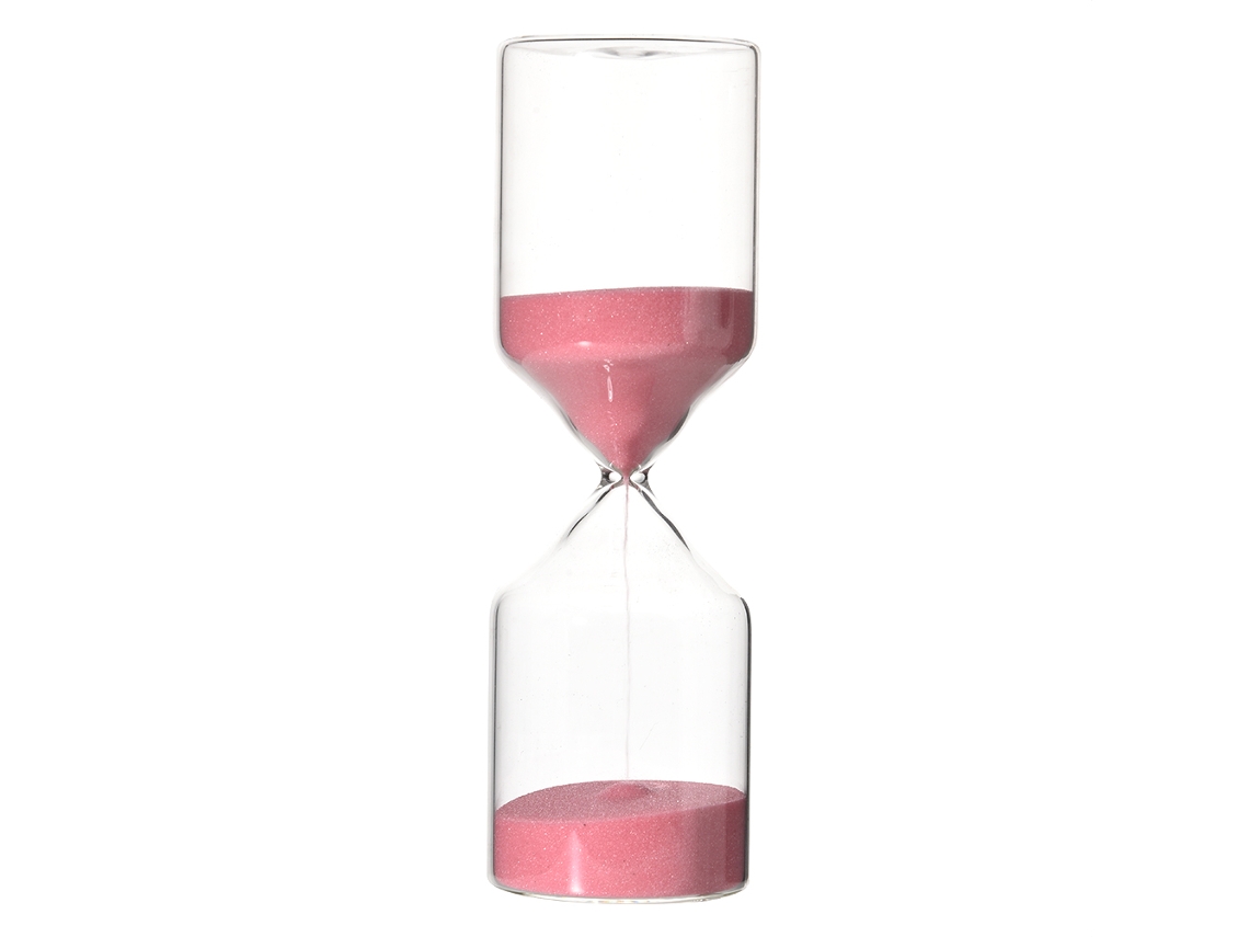 Reloj de mesa cilíndrico, 30 minutos, cristal rosa, regalo, decoración.
