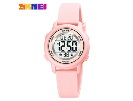 Reloj para niños Reloj de pulsera eléctrico LED de silicona para deportes al aire libre con alarma-Rosa LUUCOZK