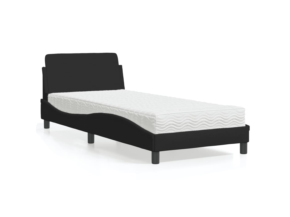 Cama Con Colchón Tela Negro 80x200 Cm