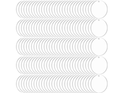 150 Llaveros Redondos De Acrílico, Blancos, De 2 Pulgadas, Círculos Transparentes.