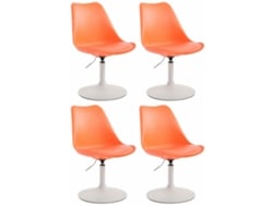 Juego de 4 sillas de comedor Maverick de plástico naranja/blanco CLP