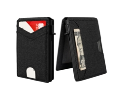 Tarjetero para hombre: capacidad para 9 a 13 tarjetas y protección RFID, color negro texturizado, Panoona.