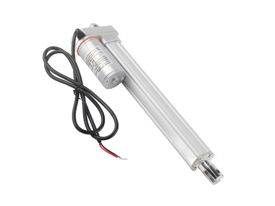 Actuador lineal eléctrico Primerox DC 24V, carrera de 200 mm, 1200 N, con motor telescópico IP65.