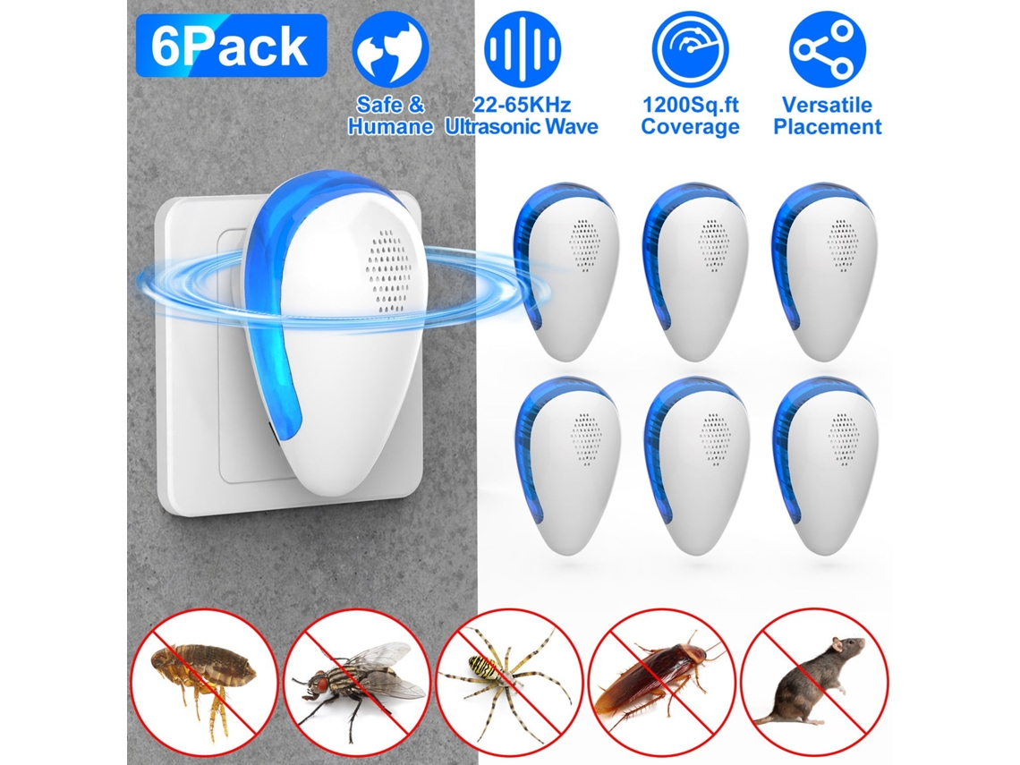 Repelente Ultrassônico de Insetos 6 Peças, Anti mosquitos e Ratos, Elétrico para Casa, Quarto, Garagem e Escritório STELASPLEN