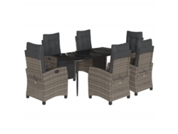 Maison Exclusive - Set Comedor Jardín 7 Pzas Y Cojines Ratán Sintético Gris