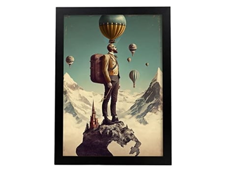 NACNIC Poster Pico En Estilo Surrealismo Cinematográfico Ilustraciones Y Grabados De Historieta Abstracta Y Artística A3 Marcos Negros