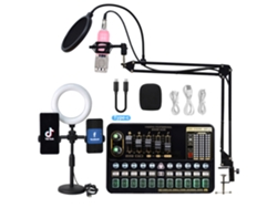 Conjunto de tarjeta de sonido multifuncional Yuysan V10xpro, micrófono BM800 y luz de relleno BG16, equipo de audio y grabación, rosa y plata.