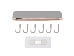 Ganchos de pared ABS, 6 ganchos, 1 riel, fácil de instalar, resistente, duradero, para cocina, toallas, abrigos y sombreros.