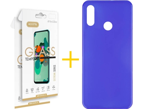 Kit Funda + 2 Protectores de Pantalla Huawei Y6 2019 ACCETEL Liso 8 Azul