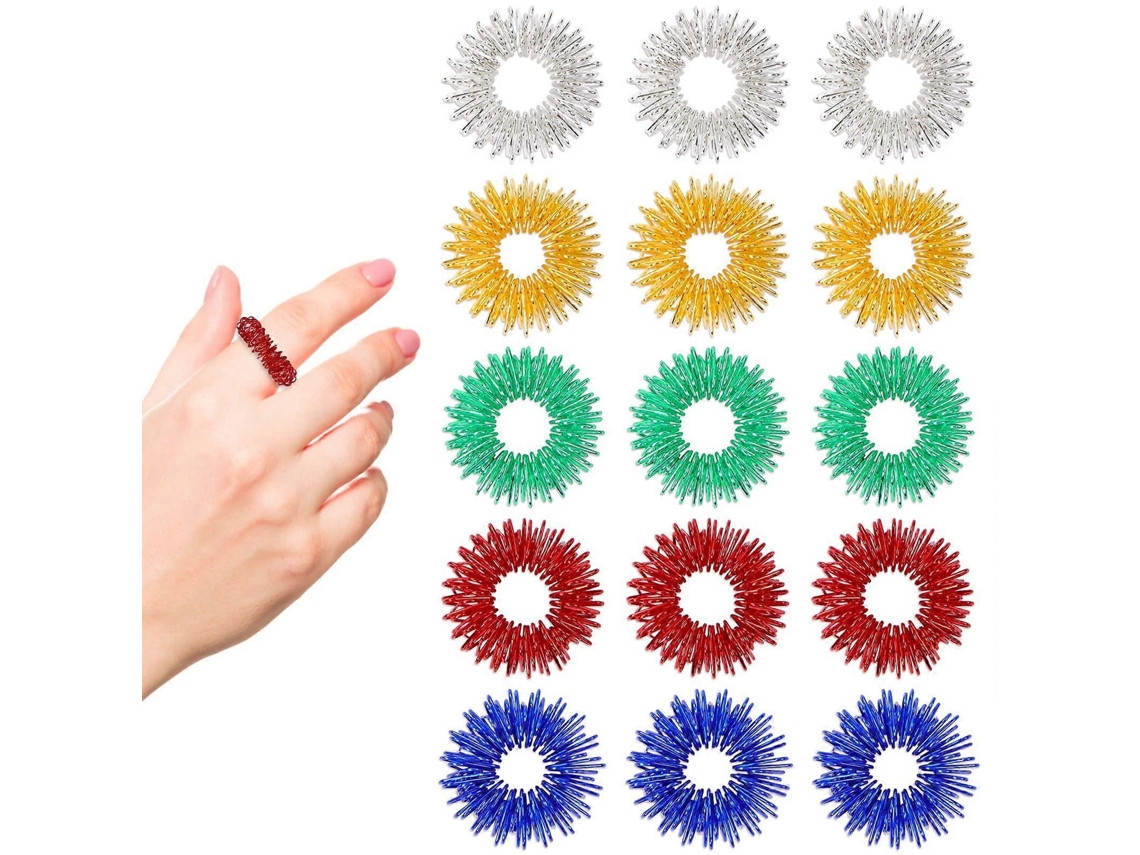 15 Anéis De Acupressão De Aço Inoxidável Para Alivio De Estresse E Ansiedade Brinquedos Sensoriais Multicoloridos