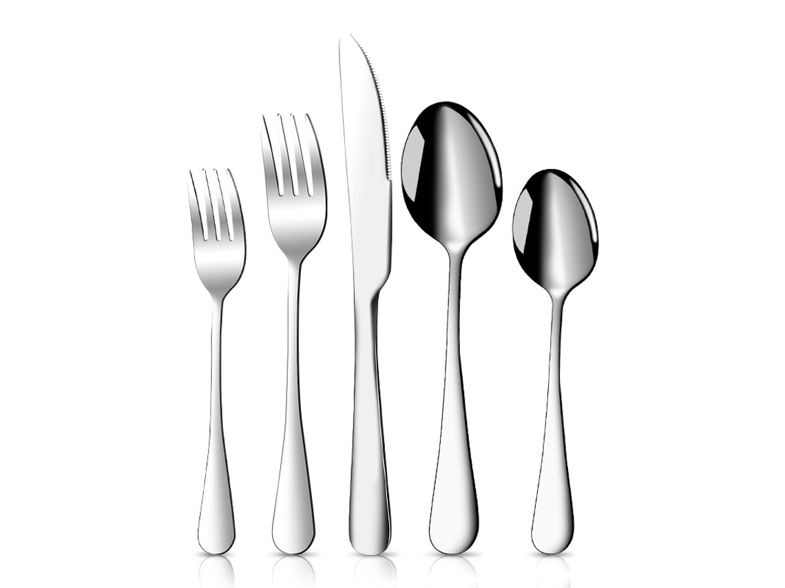 Juego de Cubiertos de Acero Inoxidable - 5 Piezas para Hogar y Restaurante JEIIBRZUI