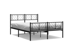 Maison Exclusive - Estructura Cama Sin Colchón Con Estribo Metal Negro 120x200 Cm