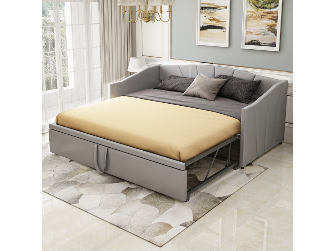 Cama Con Cajones De Almacenamiento De Terciopelo 180x200 Cm - Somier De Láminas - Gris