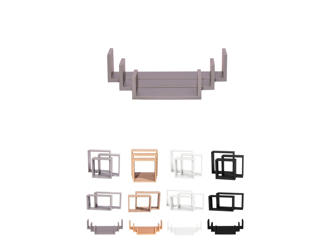 Estanterías De Pared - Baldas De Varios Niveles - Estantes Flotantes Con Fijación Invisible Gris Diseño En U