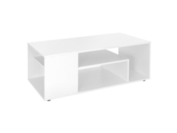 Mesa Central Blanca Con Elegantes Estantes Móviles Auxiliares Para 110X50X41 Cm