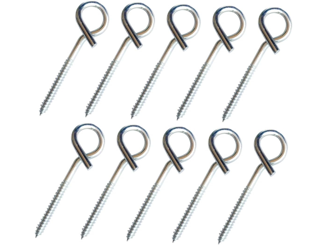 10 Ganchos De Tornillo De Acero Inoxidable Con Cabeza Hexagonal.