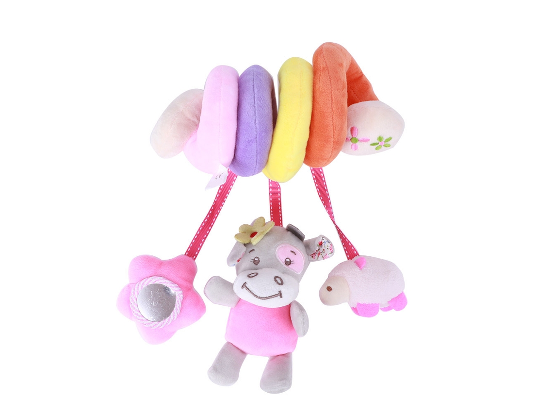 Brinquedo Espiral Para Bebê Pelúcia Pendente Berço Cadeira Carrinho Vaca Rosa